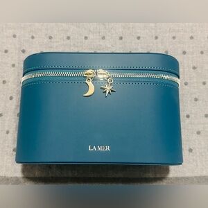 La Mer Blue Celestial Vanity/Cosmetic Bag with Silver Zipper